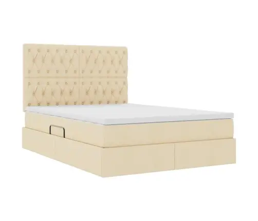 Gulta Ar Led Sloksnes Lukturiem Krēms 140 X 200 Cm Audums Vidaxl