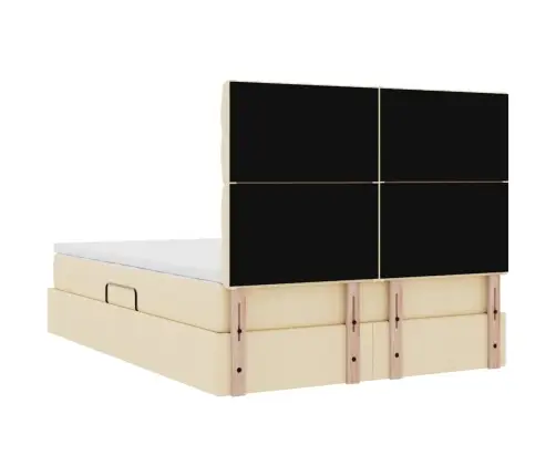 Gulta Ar Led Sloksnes Lukturiem Krēms 140 X 200 Cm Audums Vidaxl