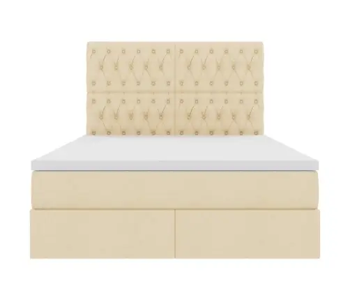 Gulta Ar Led Sloksnes Lukturiem Krēms 140 X 200 Cm Audums Vidaxl