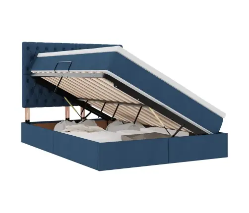 Gulta Ar Led Sloksnes Lukturiem Zila 140 X 200 Cm Audums Vidaxl