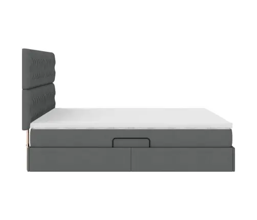 Gulta Ar Galvas Klāju Tumši Pelēks 160 X 200 Cm Audums Vidaxl