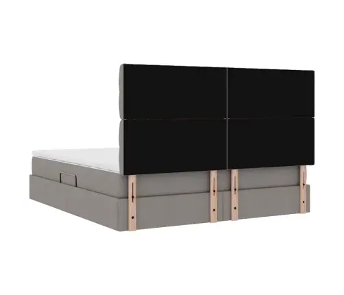 Gulta Ar Led Sloksnes Lukturiem Pelēkbrūna 160 X 200 Cm Audums Vidaxl