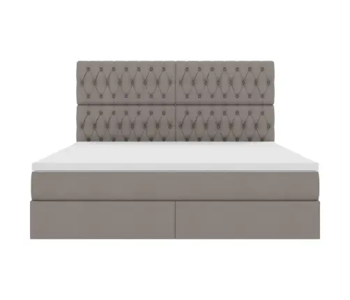 Gulta Ar Led Sloksnes Lukturiem Pelēkbrūna 160 X 200 Cm Audums Vidaxl