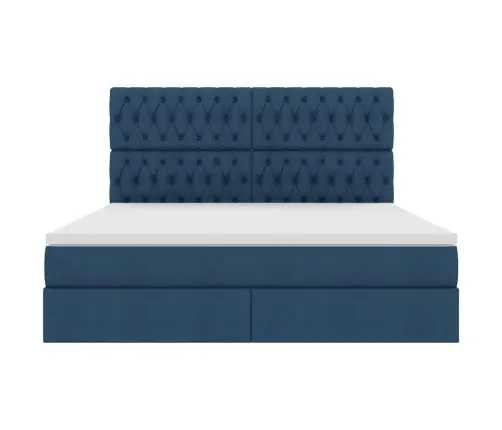 Lova Su Daiktų Laikymo Vieta Ir Led Mėlyna 160 X 200 Cm