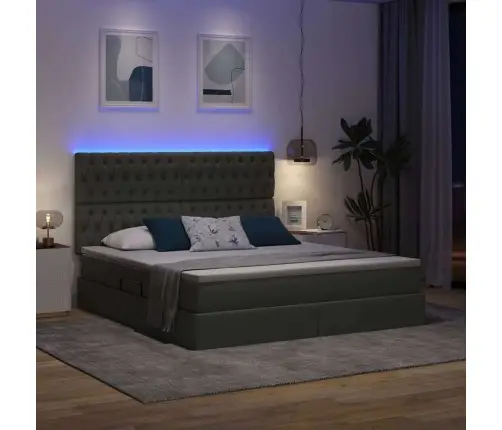 Gulta Ar Galvas Klāju Tumši Pelēks 180 X 200 Cm Audums Vidaxl