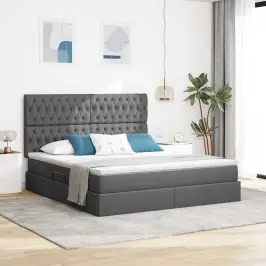 Led Uzglabāšanas Gulta Ar Matraci Tumši Pelēka 180 X 200 Cm Vidaxl