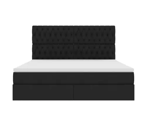 Gulta Ar Led Sloksnes Lukturiem Melna 180 X 200 Cm Audums Vidaxl