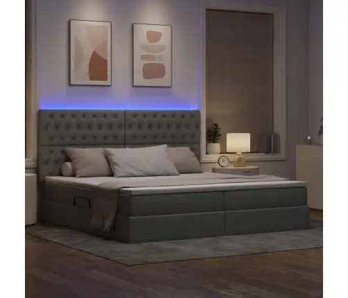 Gulta Ar Galvas Klāju Gaiši Pelēks 200 X 200 Cm Audums Vidaxl