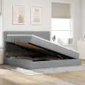 Gulta Ar Galvas Klāju Gaiši Pelēks 200 X 200 Cm Audums Vidaxl