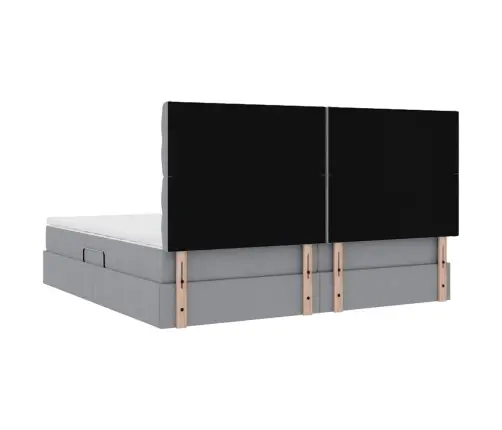 Gulta Ar Galvas Klāju Gaiši Pelēks 200 X 200 Cm Audums Vidaxl