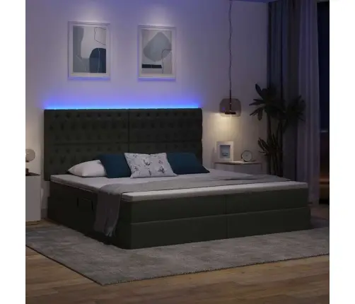 Lova Su Daiktų Laikymo Vieta Ir Led Tamsiai Pilka 200 X 200 Cm