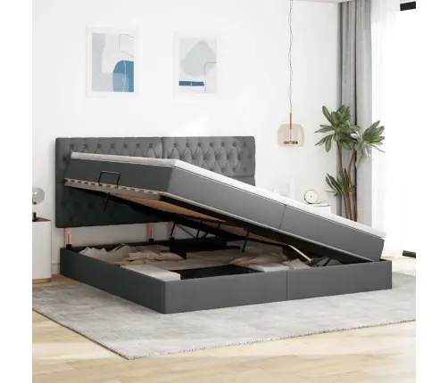 Lova Su Daiktų Laikymo Vieta Ir Led Tamsiai Pilka 200 X 200 Cm