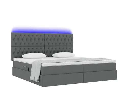 Lova Su Daiktų Laikymo Vieta Ir Led Tamsiai Pilka 200 X 200 Cm