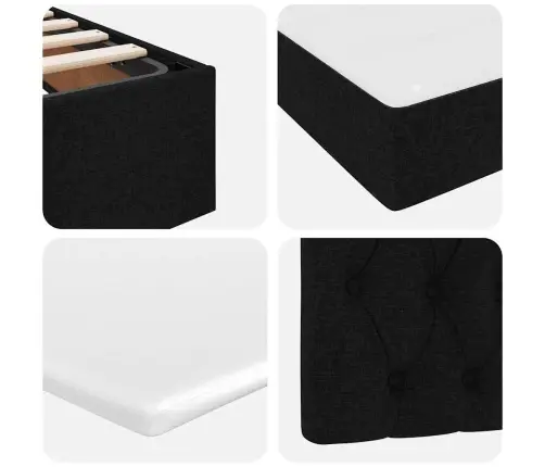 Gulta Ar Led Sloksnes Lukturiem Melna 200 X 200 Cm Audums Vidaxl