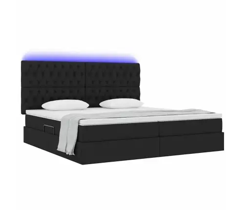 Gulta Ar Led Sloksnes Lukturiem Melna 200 X 200 Cm Audums Vidaxl