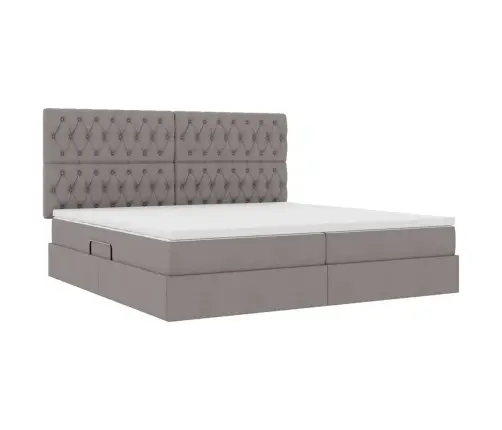 Gulta Ar Led Sloksnes Lukturiem Pelēkbrūna 200 X 200 Cm Audums Vidaxl