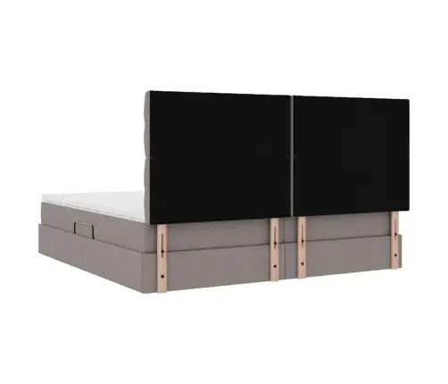 Gulta Ar Led Sloksnes Lukturiem Pelēkbrūna 200 X 200 Cm Audums Vidaxl