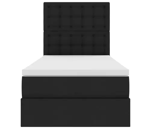 Gulta Ar Uzglabāšanas Vietu Un Led Melna 90 X 200 Cm Poliesters Vidaxl