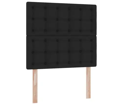 Gulta Ar Uzglabāšanas Vietu Un Led Melna 90 X 200 Cm Poliesters Vidaxl