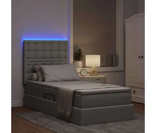 Lova Su Daiktų Laikymo Vieta Ir Led Šviesiai Pilka 100 X 200 Cm