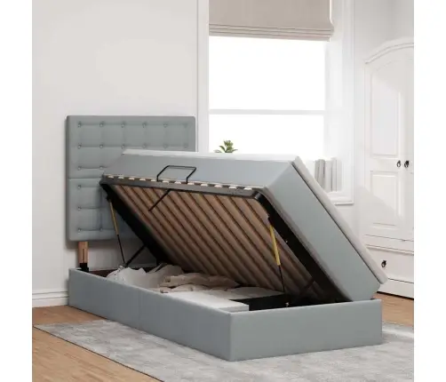 Lova Su Daiktų Laikymo Vieta Ir Led Šviesiai Pilka 100 X 200 Cm