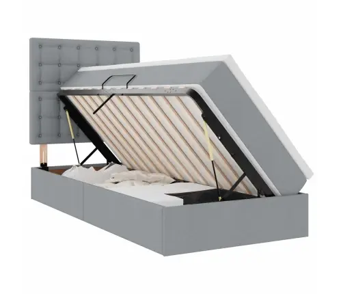 Lova Su Daiktų Laikymo Vieta Ir Led Šviesiai Pilka 100 X 200 Cm