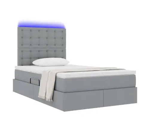 Gulta Ar Uzglabāšanas Vietu Un Led Gaiši Pelēks 120 X 190 Cm Vidaxl