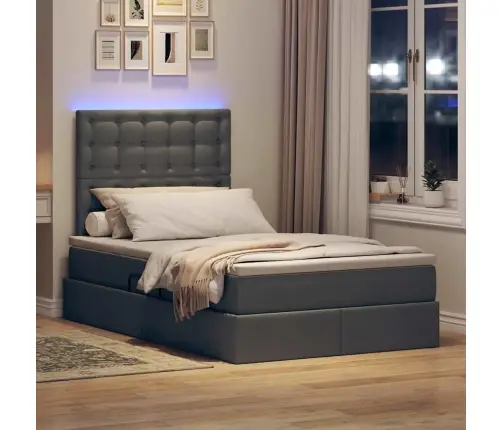 Gulta Ar Uzglabāšanas Vietu Un Led Tumši Pelēks 120 X 190 Cm Vidaxl