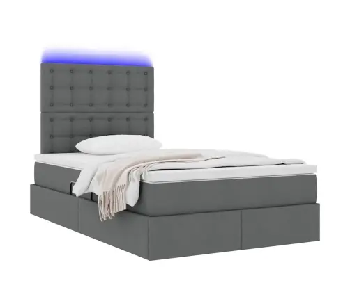 Gulta Ar Uzglabāšanas Vietu Un Led Tumši Pelēks 120 X 190 Cm Vidaxl
