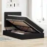 Led-Valgusega Hoiuvoodi Madratsiga Must 120 X 190 Cm Polüester
