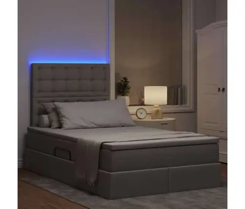 Gulta Ar Uzglabāšanas Vietu Un Led Pelēkbrūna 120 X 190 Cm Vidaxl