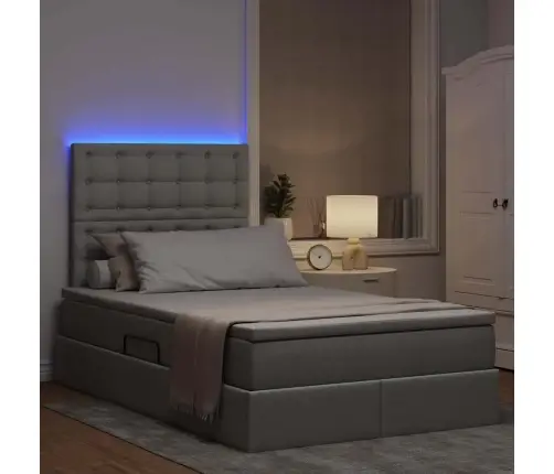 Gulta Ar Galvas Klāju Gaiši Pelēks 120 X 200 Cm Audums Vidaxl