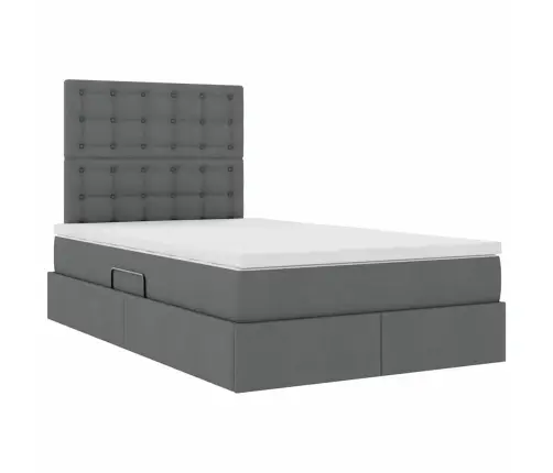 Gulta Ar Galvas Klāju Tumši Pelēks 120 X 200 Cm Audums Vidaxl