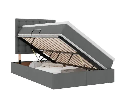 Gulta Ar Galvas Klāju Tumši Pelēks 120 X 200 Cm Audums Vidaxl