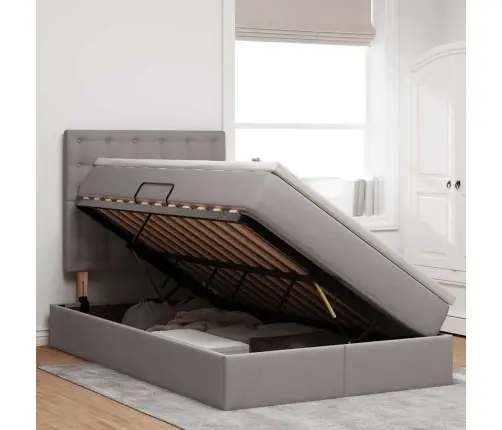 Led-Valgusega Hoiuvoodi Pruunikashall 120 X 200 Cm Polüester