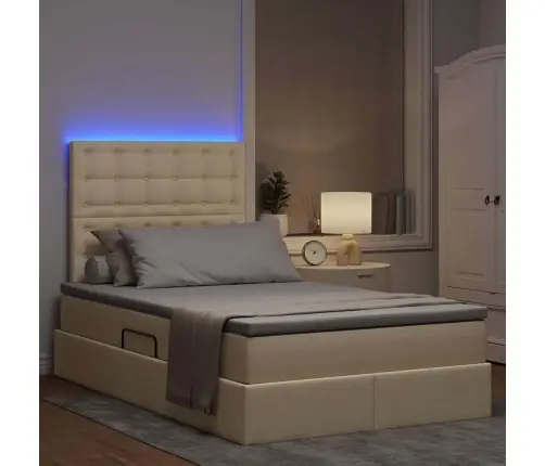 Gulta Ar Led Sloksnes Lukturiem Krēms 120 X 200 Cm Audums Vidaxl