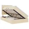 Gulta Ar Led Sloksnes Lukturiem Krēms 120 X 200 Cm Audums Vidaxl