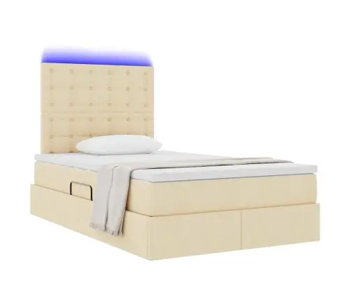 Gulta Ar Led Sloksnes Lukturiem Krēms 120 X 200 Cm Audums Vidaxl