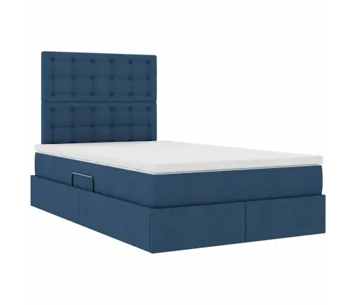 Led-Valgusega Hoiuvoodi Peaga Sinine 120 X 200 Cm Polüester