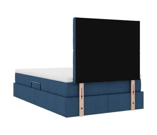 Led-Valgusega Hoiuvoodi Peaga Sinine 120 X 200 Cm Polüester