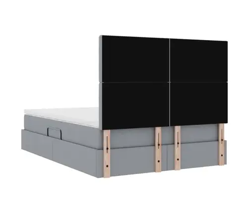 Lova Su Daiktų Laikymo Vieta Ir Led Šviesiai Pilka 140 X 190 Cm