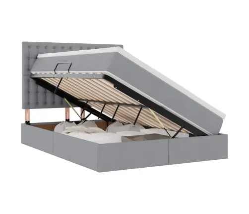 Lova Su Daiktų Laikymo Vieta Ir Led Šviesiai Pilka 140 X 190 Cm