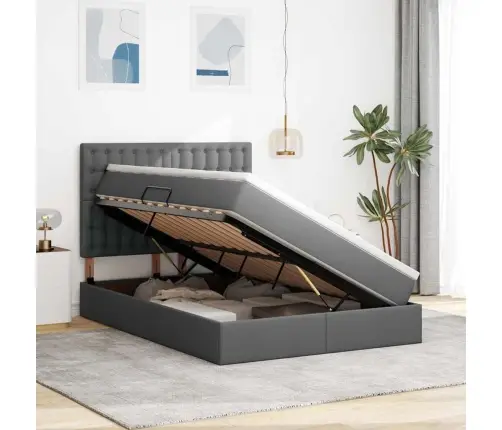 Lova Su Daiktų Laikymo Vieta Ir Led Tamsiai Pilka 140 X 190 Cm