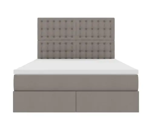 Gulta Ar Led Sloksnes Lukturiem Pelēkbrūna 140 X 190 Cm Audums Vidaxl