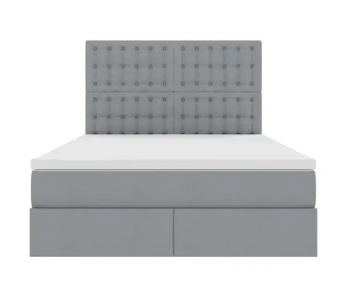 Gulta Ar Galvas Klāju Gaiši Pelēks 140 X 200 Cm Audums Vidaxl