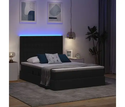 Gulta Ar Led Sloksnes Lukturiem Melna 140 X 200 Cm Audums Vidaxl