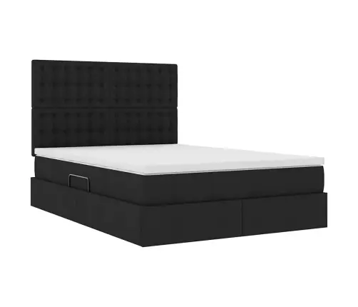 Gulta Ar Led Sloksnes Lukturiem Melna 140 X 200 Cm Audums Vidaxl