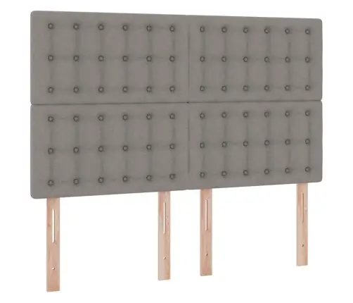 Gulta Ar Led Sloksnes Lukturiem Pelēkbrūna 140 X 200 Cm Audums Vidaxl