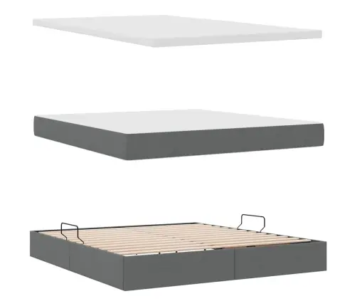 Gulta Ar Galvas Klāju Tumši Pelēks 160 X 200 Cm Audums Vidaxl