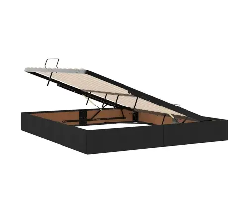 Gulta Ar Led Sloksnes Lukturiem Melna 160 X 200 Cm Audums Vidaxl